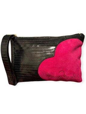 Henri Bendel RARE RARE RARE Suede Accent Cosmetic Bag / Wristlet Clutch NWOT